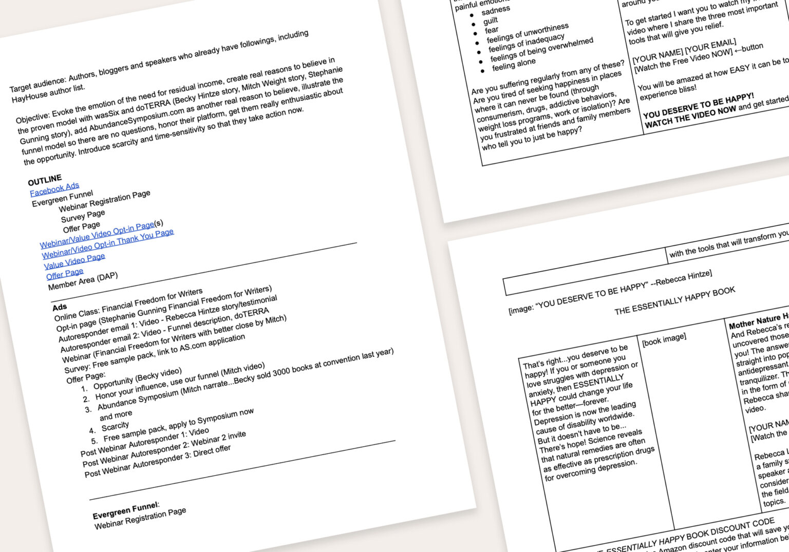 Close-up view of author funnel written copy, designed to engage and convert readers.